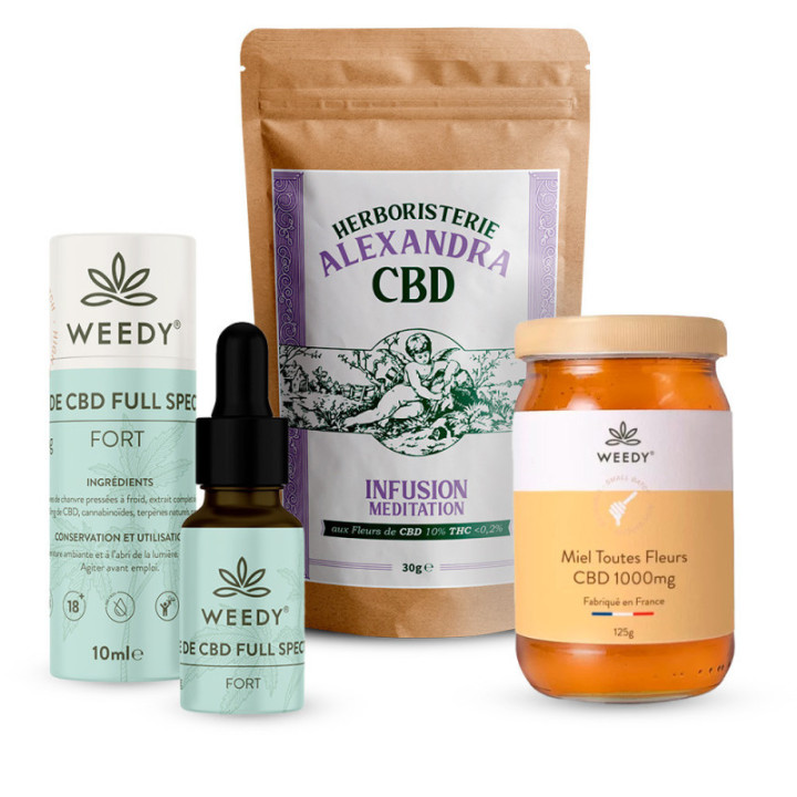 Pack Complet CBD : Miel Chanvre, Infusion Méditation & Huile Full Spectrum - Offre Économique