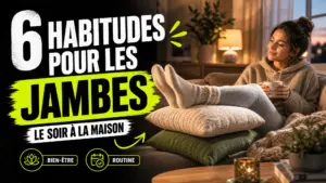 Une personne se repose sur un canapé en gardant les jambes surélevées par des coussins dans une lumière douce du soir.