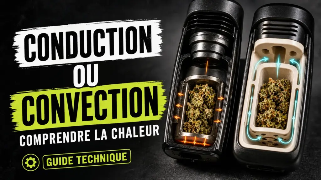 Deux chambres ouvertes de vaporisateurs présentent côte à côte une fleur de chanvre dans des matériaux métalliques et céramiques.