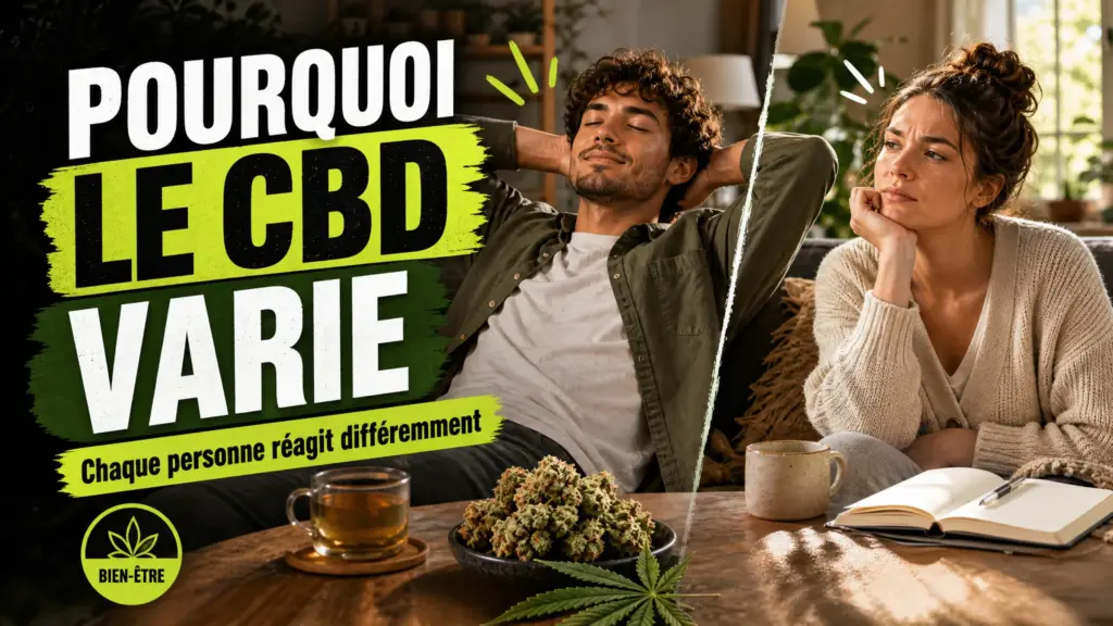 Deux adultes réunis dans un intérieur calme présentent des réactions différentes dans un même contexte de bien-être autour du chanvre.