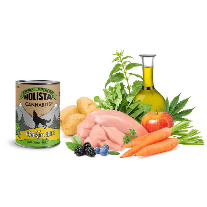 Comida húmeda Premium CBD con pollo para perros - Weedy.fr