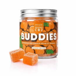 Caramella CB2 Pesca e Ananas Buddies, vegana, senza THC né CBD | Weedy.fr