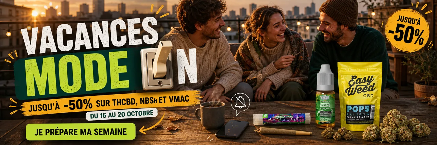 Vacanze di Ognissanti: VACANZE IN STILE / PAUSA RILASSANTE / FUORI UFFICIO Vacanze di Ognissanti: VACANZE MODE ON / CHILL BREAK / OUT OF OFFICE — Offerte su THCBD, NBSh e Vmac, fino al -50%