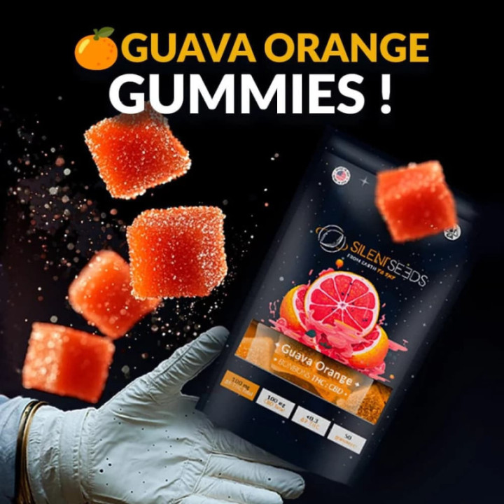 Delta-9 THC-gummies met guave- en sinaasappelsmaak - Silent Seeds